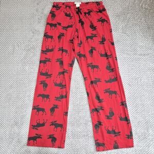 Little Blue House Women Jersey Moose Print Pajama Pants Red Size Large Pocket